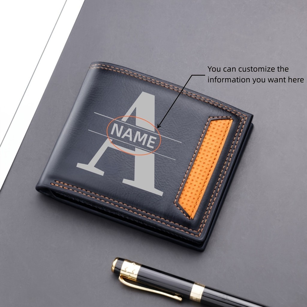 Custom Engraved Men's Wallet with Initial Name Design Purse Perfect ...