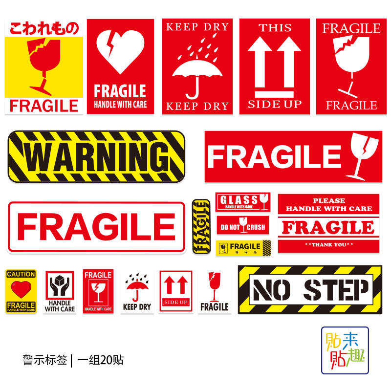 @@ New~20 Sheets Dangerous Warning Label Stickers Fragile Products Be ...