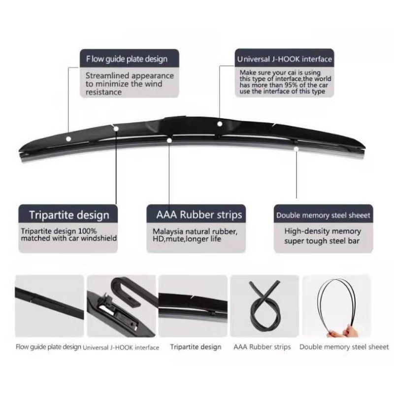 2016 to 2022 Hyundai Tucson 16"+26"+12" Wiper Blade Set (Front/Rear ...
