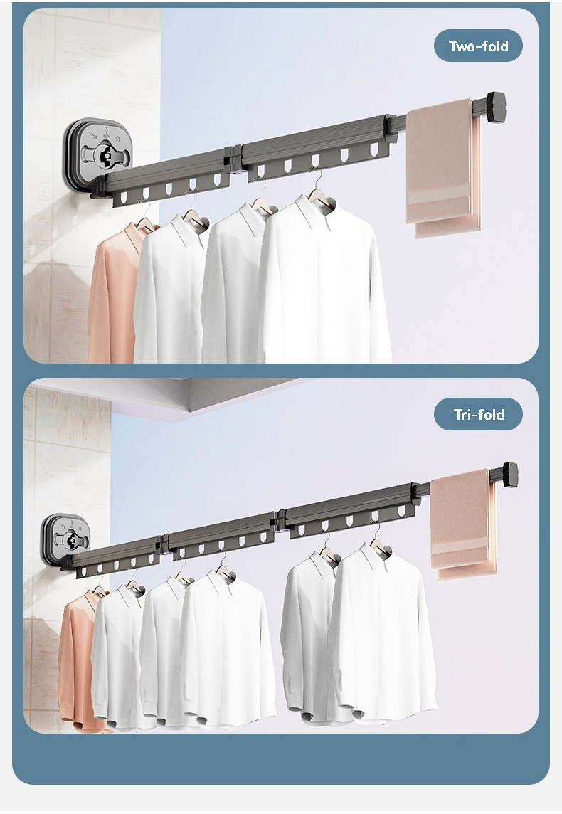 No Drill Foldable Laundry Rack Balcony Retractable Laundry Rack Clothes ...