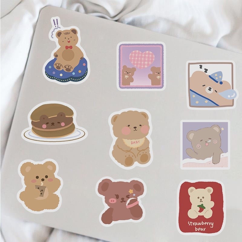 100pcs Korean Bear Stickers for Water Bottles,Cute Cartoon Animal for ...