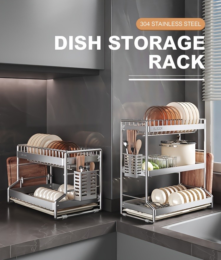 XTEN 304 Stainless Steel Dish Rack 2L/3L Dish Drainer Rack Dish Rack ...