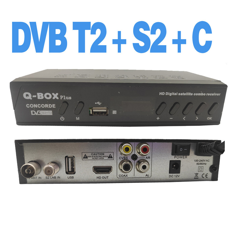 Combo 2 in 1 DVB T2 S2 Digital Tuner QBOX Satellite TV Receiver H264 TV ...
