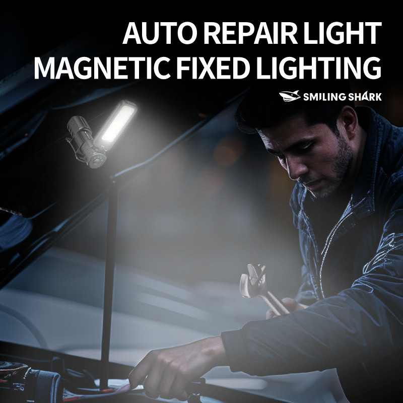 SMILING SHARK LED Headlight Torchlight Magnet Work Light 4Mode Type-c ...
