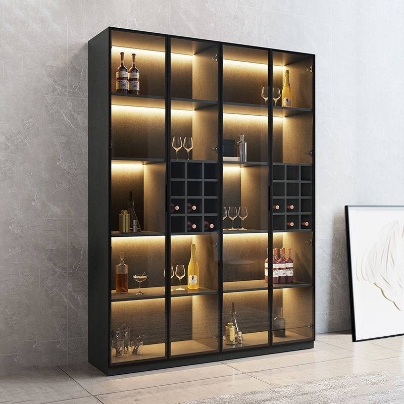 Light Luxury Glass Wine Cabinet Kitchen Cabinet Living Room Sideboard ...