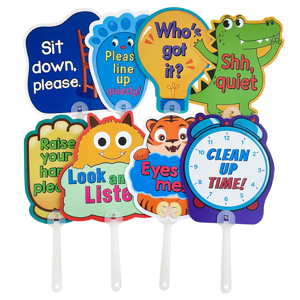 8Pcs Cartoon Classroom Rules Sign Hand Board Homeschool Help for Kids ...