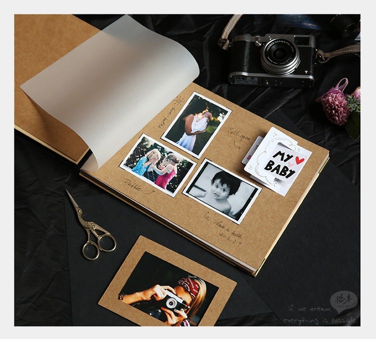 Kraft Paper Photo Album DIY Handmade Memory Book Growth Custom Couple ...