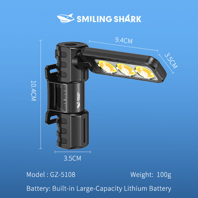 SMILING SHARK LED Headlight Torchlight Magnet Work Light 4Mode Type-c ...