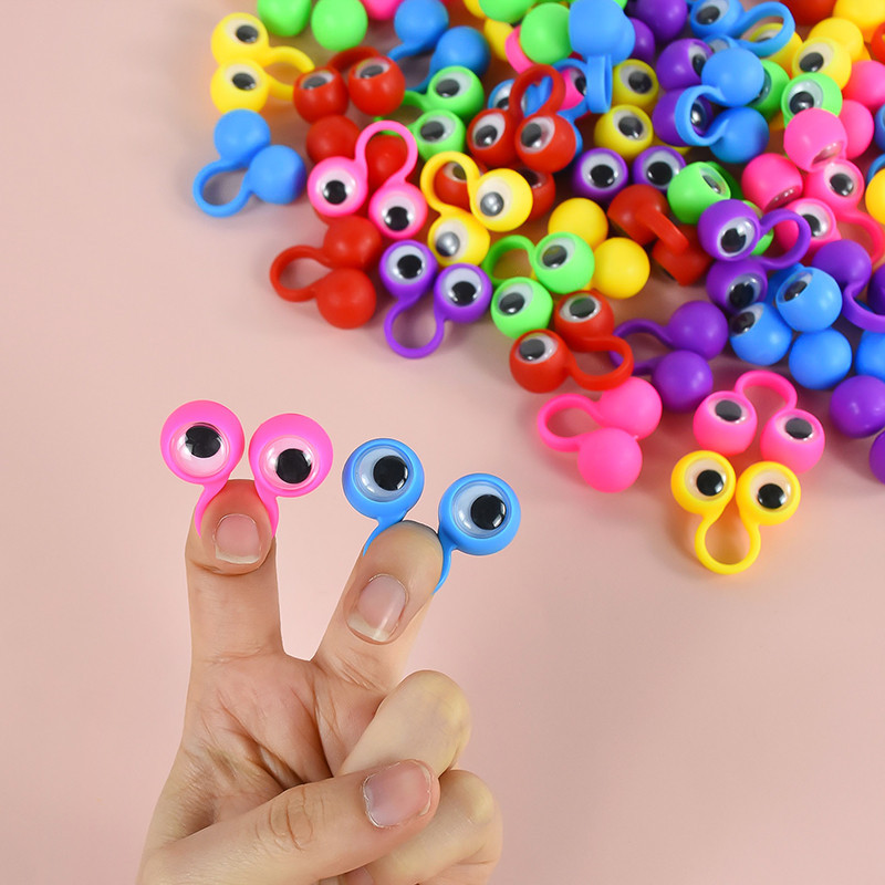 10/20pcs Colorful Finger Puppets Plastic Ring Wiggly Eyeball Kids ...