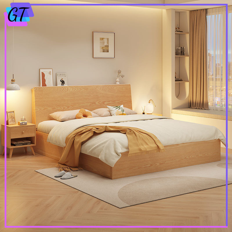 Solid Wood Bed Oak Bed Frame With Storage Drawers Queen Size Bed Single ...