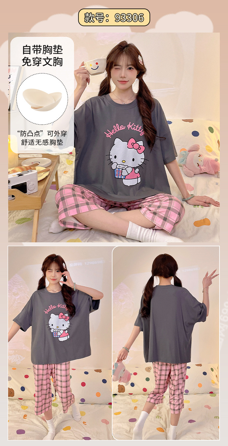 Padded Pyjamas Women Modal Cotton Pajamas Set Short Sleeve 3/4 Length ...
