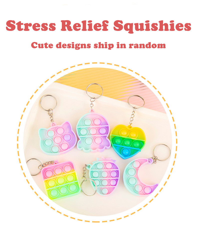 Pop-It Fidget Keychain | Goodie Bag Mini Toy | Squishy Toys | Stress ...