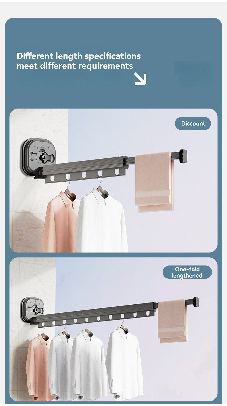 No Drill Foldable Laundry Rack Balcony Retractable Laundry Rack Clothes ...