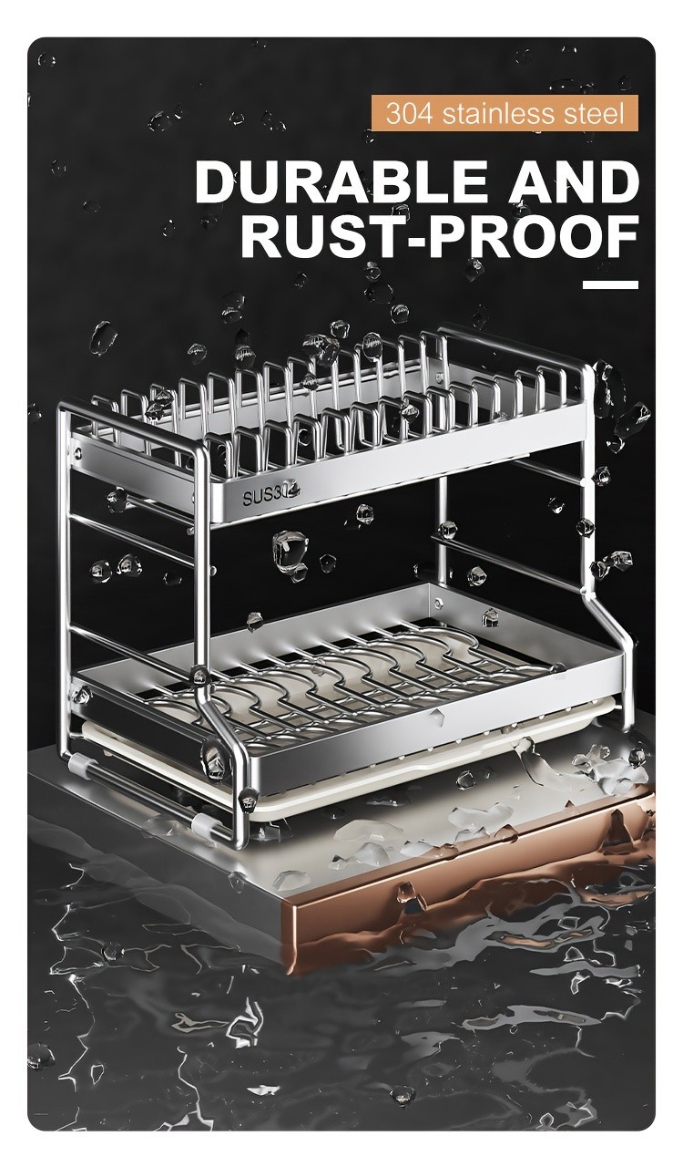XTEN 304 Stainless Steel Dish Rack 2L/3L Dish Drainer Rack Dish Rack ...