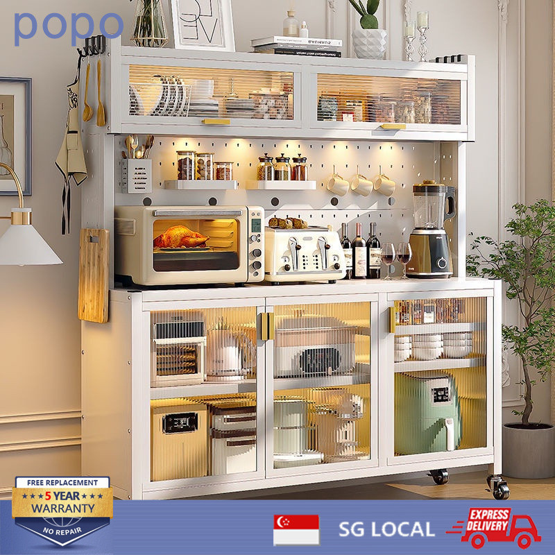 POPO Kitchen Cabinet with Wheels Multi-layer Sideboard Cabinet ...