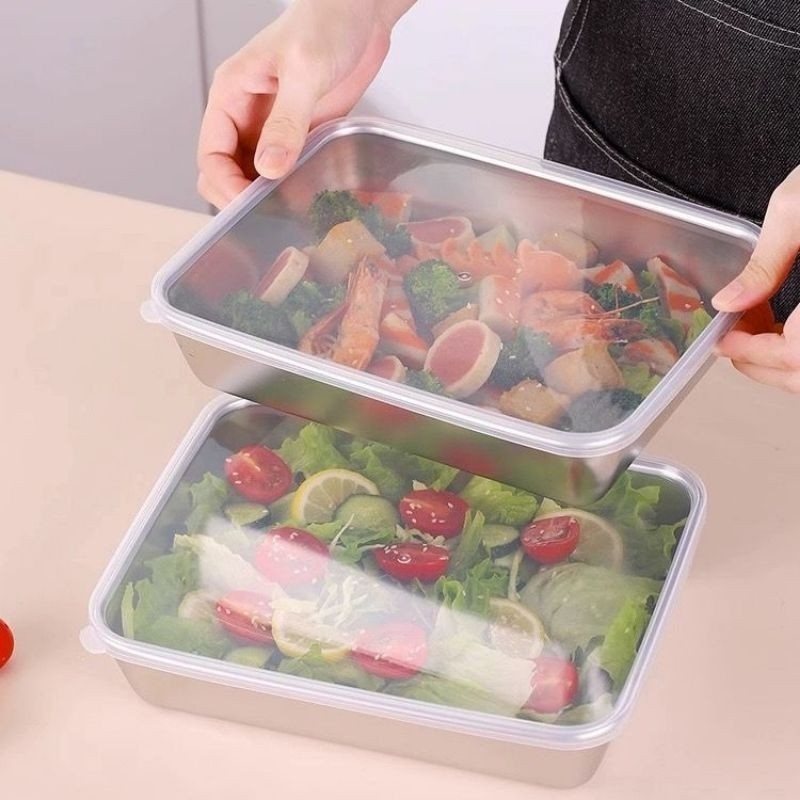 BC Stainless Steel Box Fresh-Keeping Box With Lid Refrigerator Storage ...