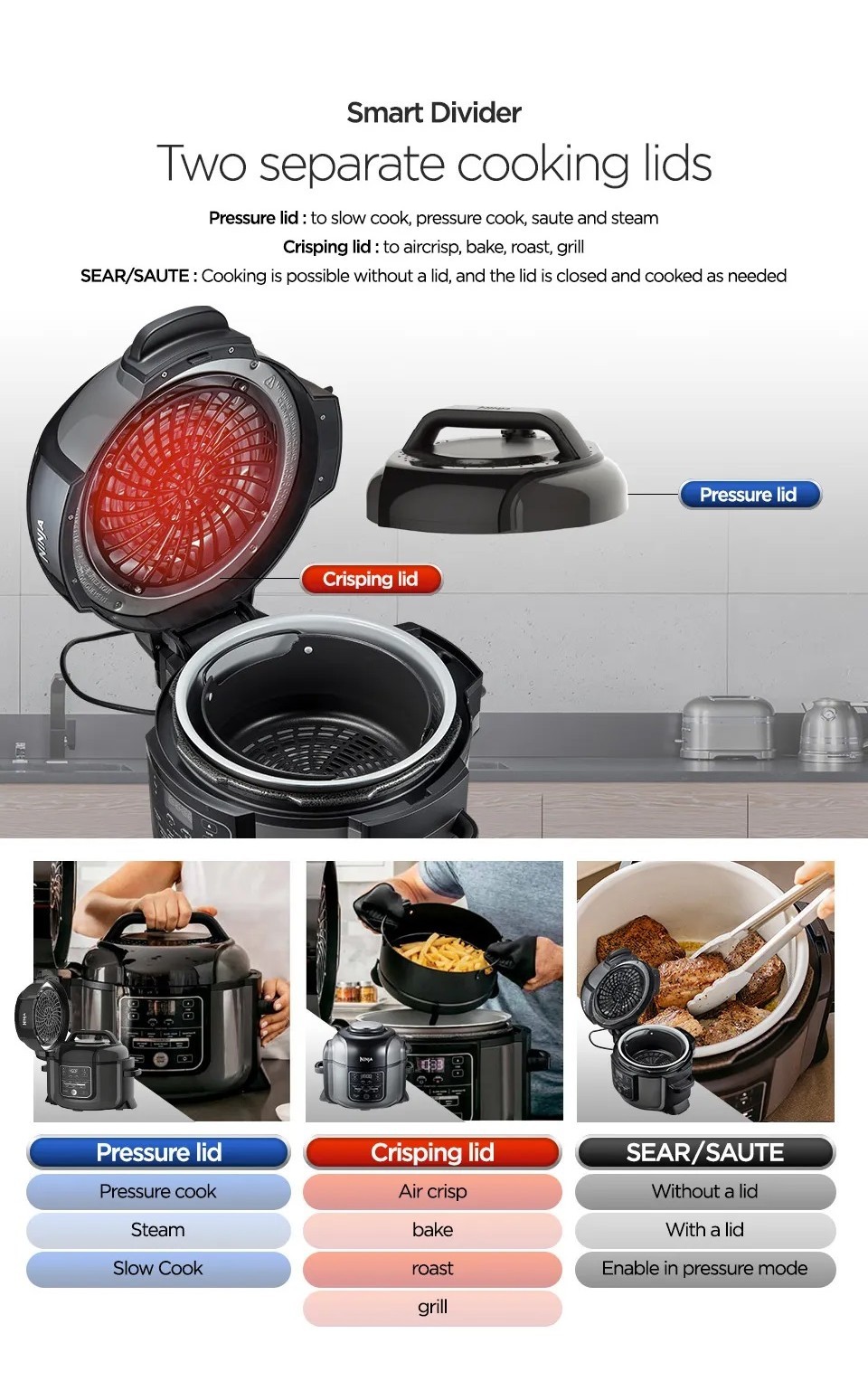Ninja OP300 Foodi 8 in 1 Multi cooker in one pot, Pressure cooker ...