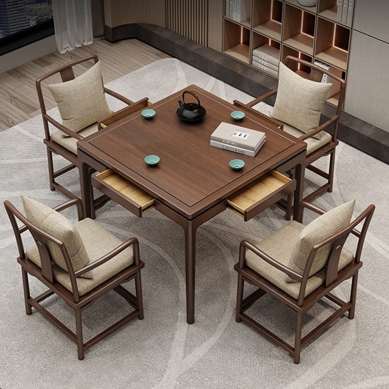 Household Solid Wood Square Teahouse Dining Table Set | Shopee Singapore