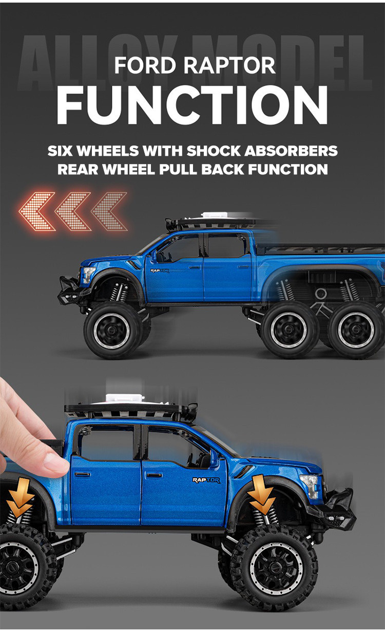 KLT 1:24 FORD F-150 RAPTOR Camping RV Metal Alloy Toys Car Model ...