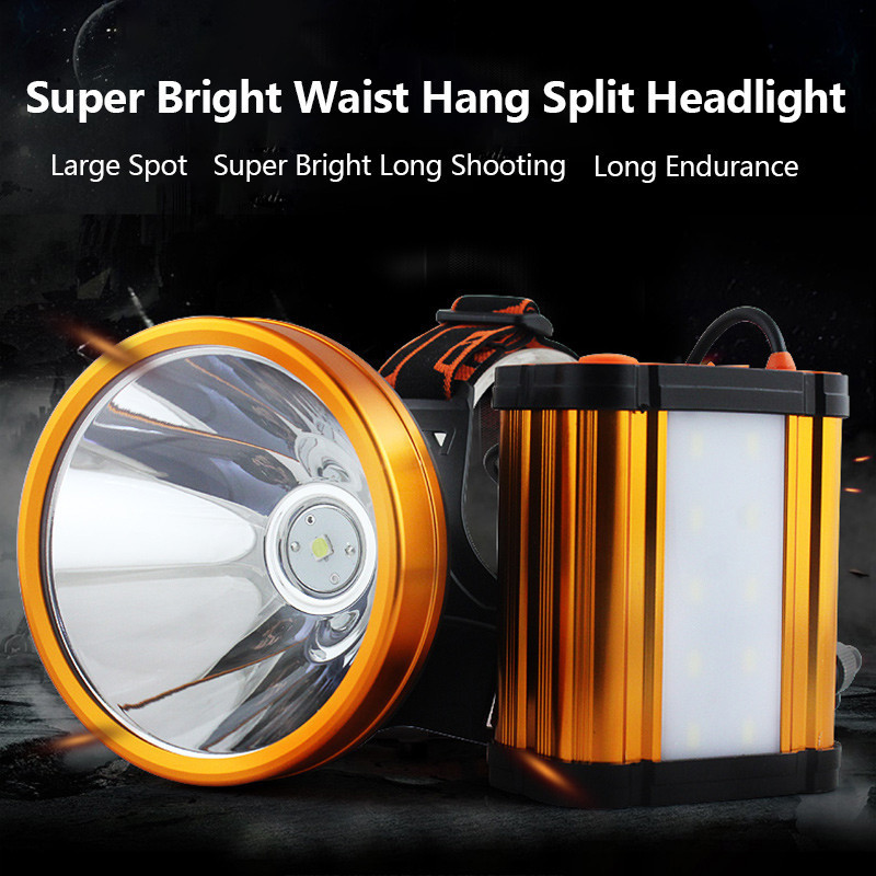 Smiling Shark Super Bright Headlight LED Waist Hang Split Headlamp USB ...