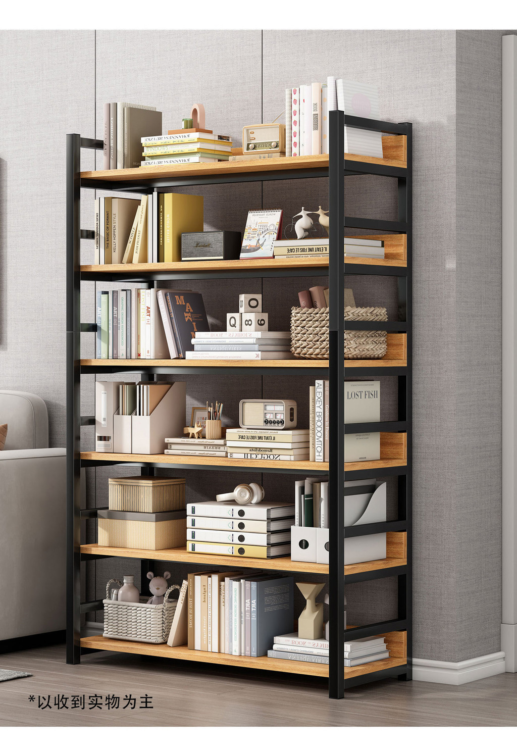 [in stock] Bookshelf Floor-standing Storage Rack Home Integrated Wall ...