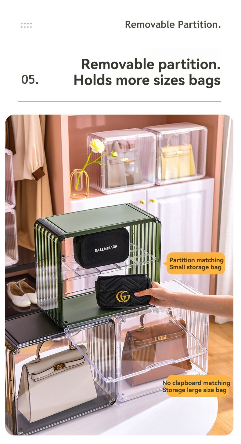 Magnetic Transparent Bag Storage Box Stackable Space-Saving Display ...