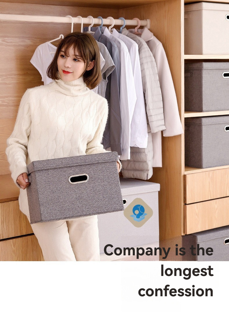 Clothes Storage Box Cotton Linen Fabric Storage Box Foldable Clothes ...