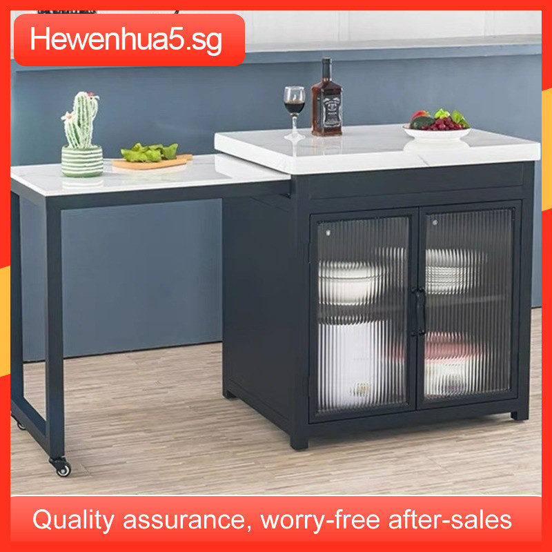 Open Marble Modern Dining Table Kitchen Island Cooking Wrought Iron ...