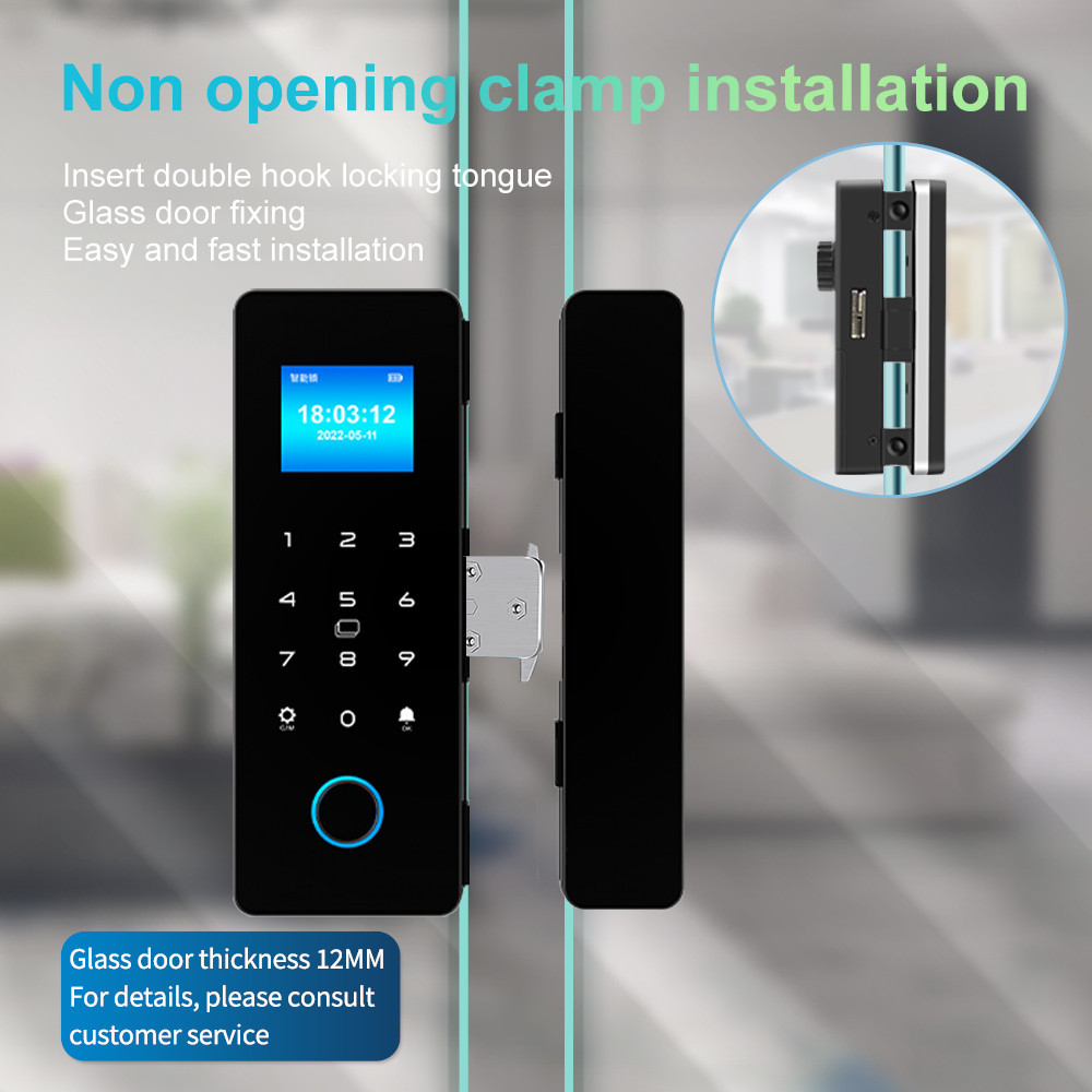 Electronic Digital Lock Fingerprint Glass Door Lock App Passcode IC ...