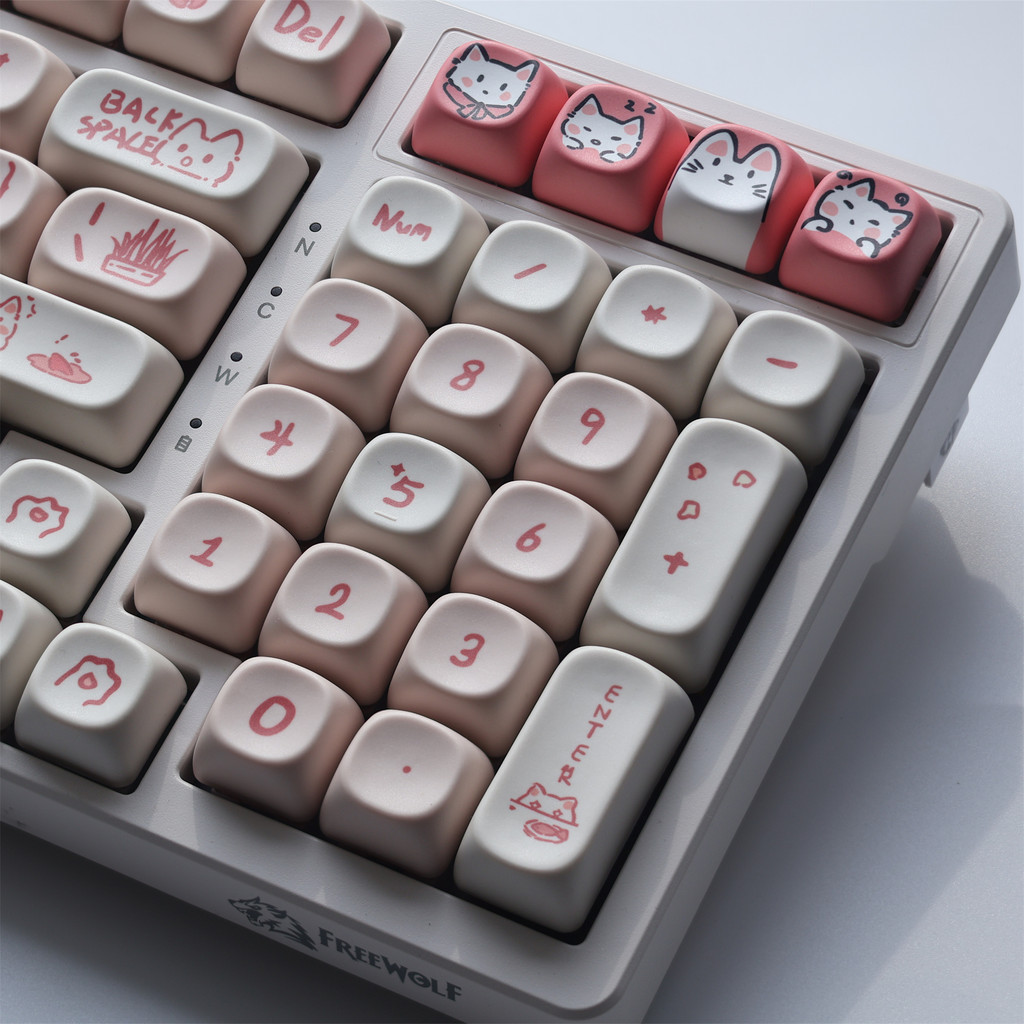 Pink Meow Key Cap MOA Height 139 Key Cute Pink Meow Mechanical Keyboard ...