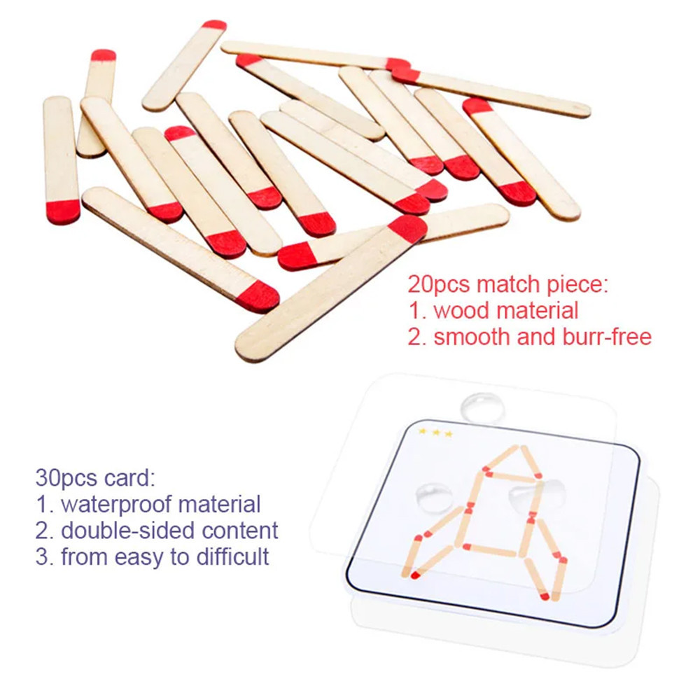 Wood DIY Matchstick Puzzle for Kids Children Kindergarten Thinking ...