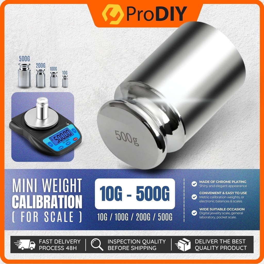 100g, 200g, 500g Silver Plated Calibration Weight Set For Digital Scales - High Precision, Nickel-Plated Steel