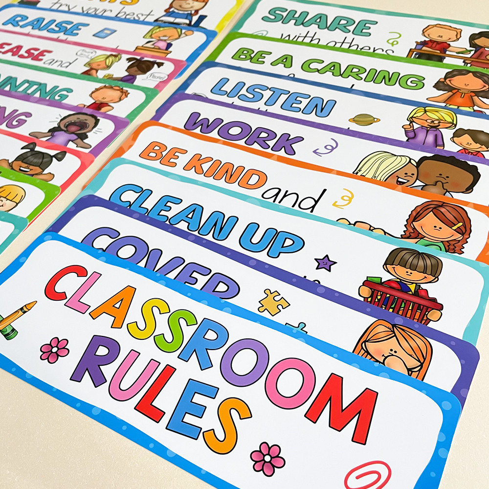16Pcs Classroom Rules Educational Poster for Kids Toddler Homeschool ...