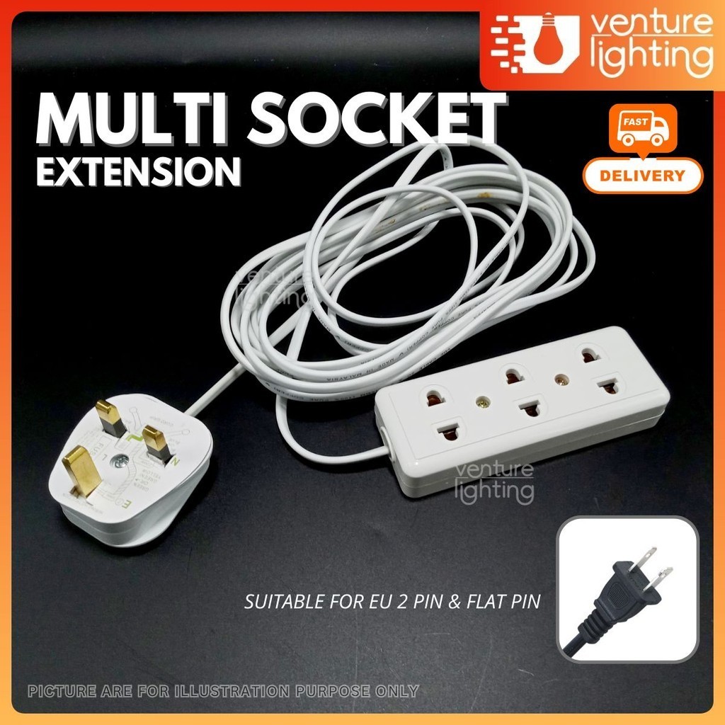 5 MTR Multisocket 2 Pin 3 / 4 Way Extension Socket Suitable For ...