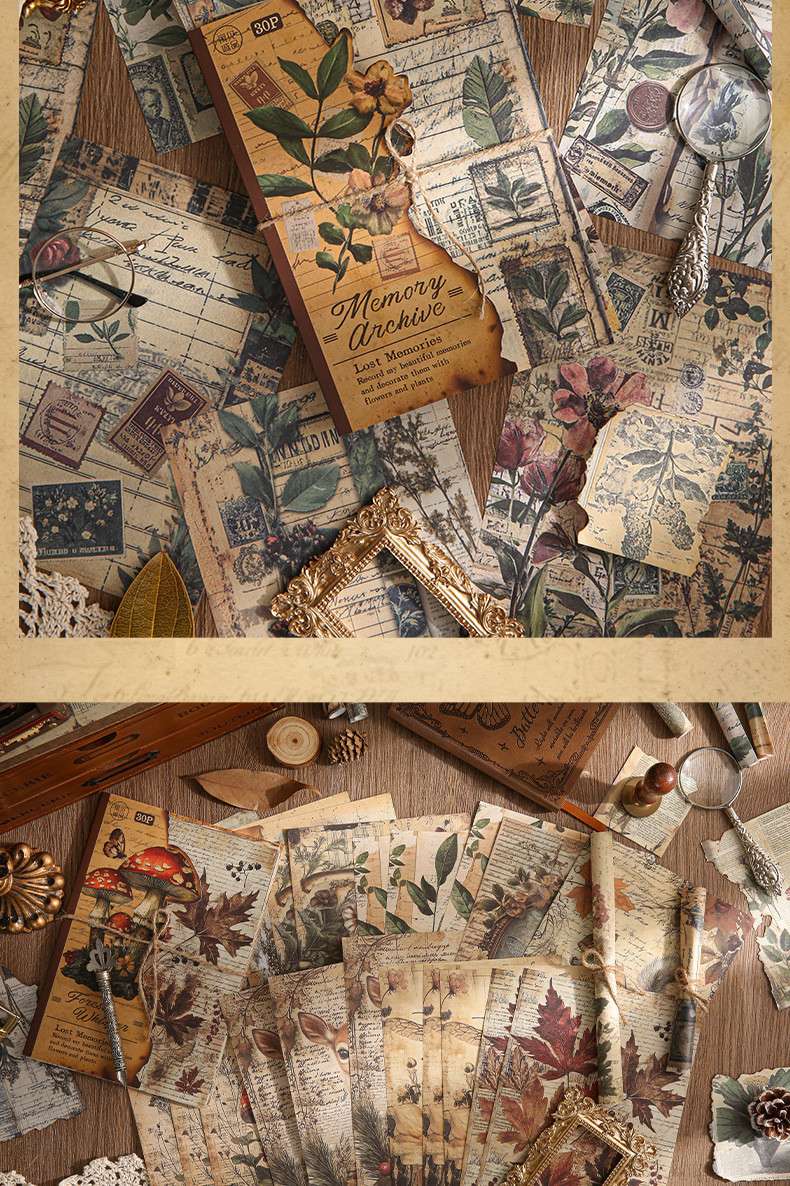 30 pcs Vintage Scrapbook Supplies Pack for Junk Journal Bullet Journals ...