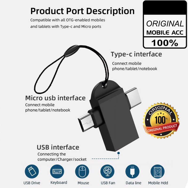 【Fast Delivery】2 in 1 USB OTG Adapter Converter Micro Usb Type C OTG ...