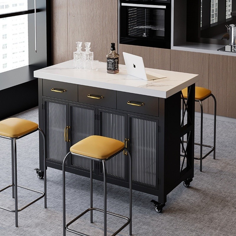 Kitchen Cabinet Marble Sideboard Kitchen Movable Island Table Food ...