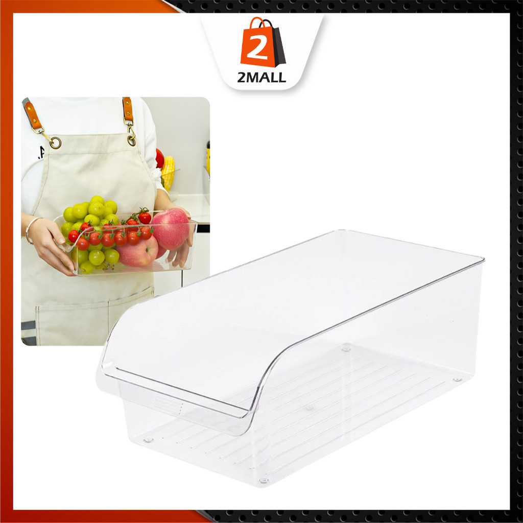 2MALL Clear Plastic Storage Boxes Refrigerator Organizer Bins-Stackable ...