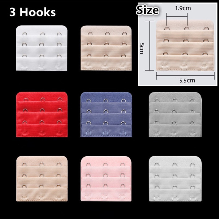 Lot Of 3 Bra Extenders – 6 Hooks Each, Set Of 3 Extensions, Multicolor, Free Shipping