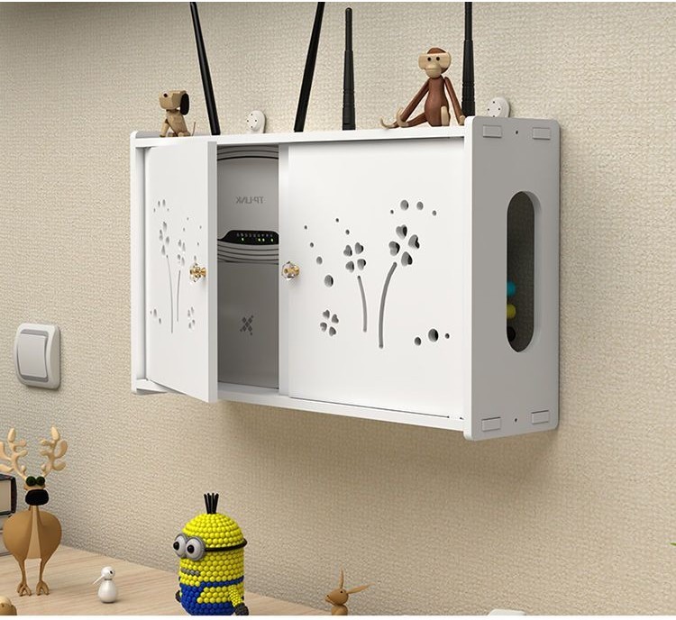 Router Storage Box TV Wall Shelf Living Room Wireless WiFi Blocking ...