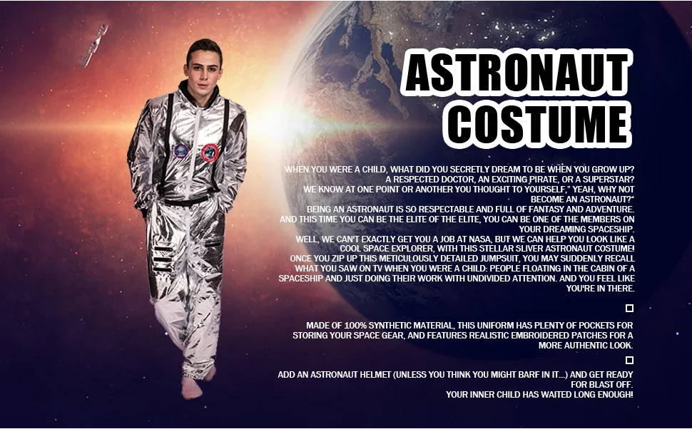 Silver Astronaut Cosplay Costume Adult for Women Men Cosplay Costumes ...