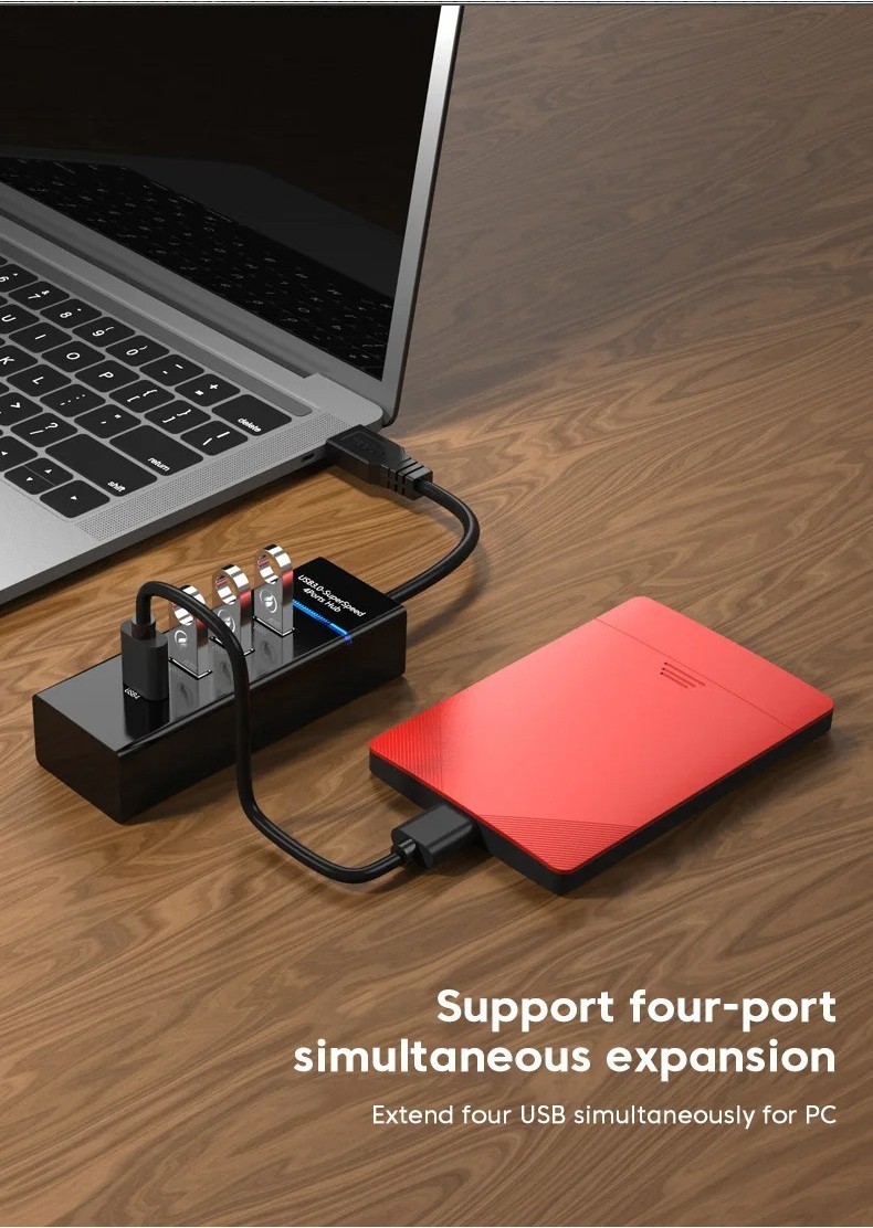 BENOSEM USB Hub 3.0 Multi USB Splitter 4 USB3.0 Port 3.0 USB 2.0 for PC ...