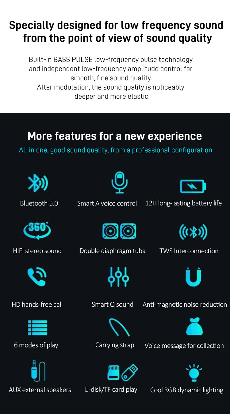 【HOT】[Double Loop Subwoofer/Super Loud Volume] Wireless Bluetooth ...
