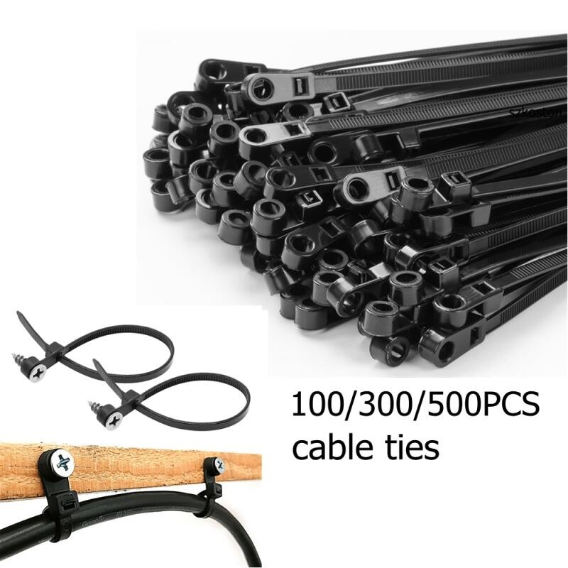 100PCS Nylon Cable Ties with Screw Mounting Hole Self Locking Loop ...