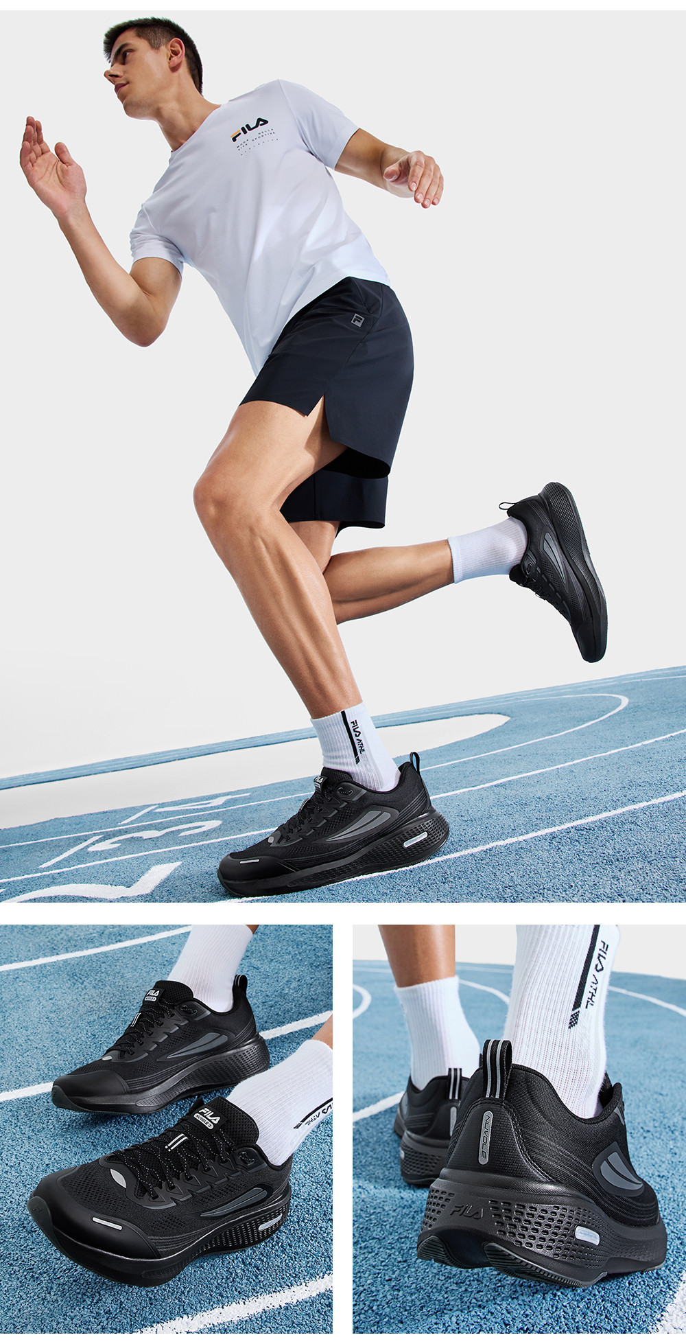 FILA CORE ATHLETICS NUVOLE 3 RUN Men Sneakers (Black / White) | Shopee ...