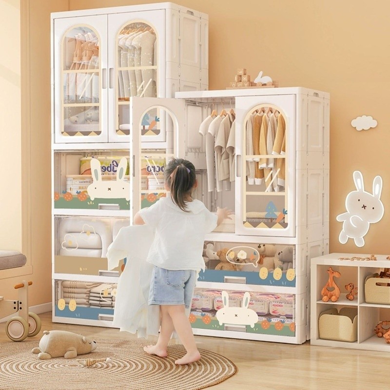 Kids Small Nursery Wardrobe Baby Wardrobe Plastic Simple Assemble