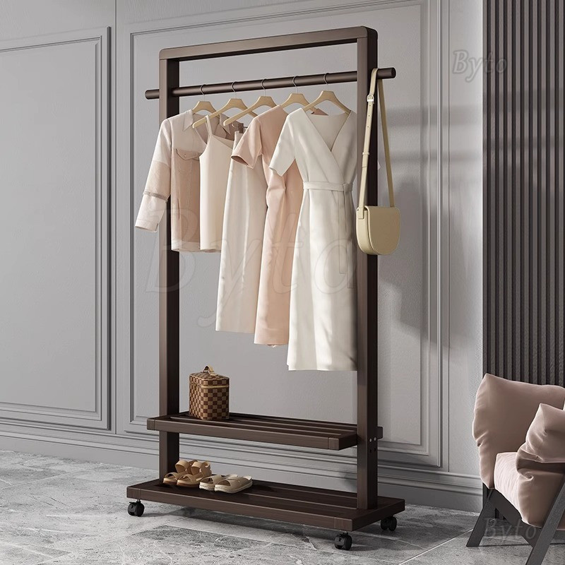 Byto Bamboo Clothes Rack Extra Large Garment Rack 2-Tire Storage Box ...