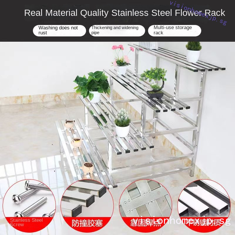 Stainless Steel Flower Rack with Wheels Indoor Outdoor Metal Plant ...