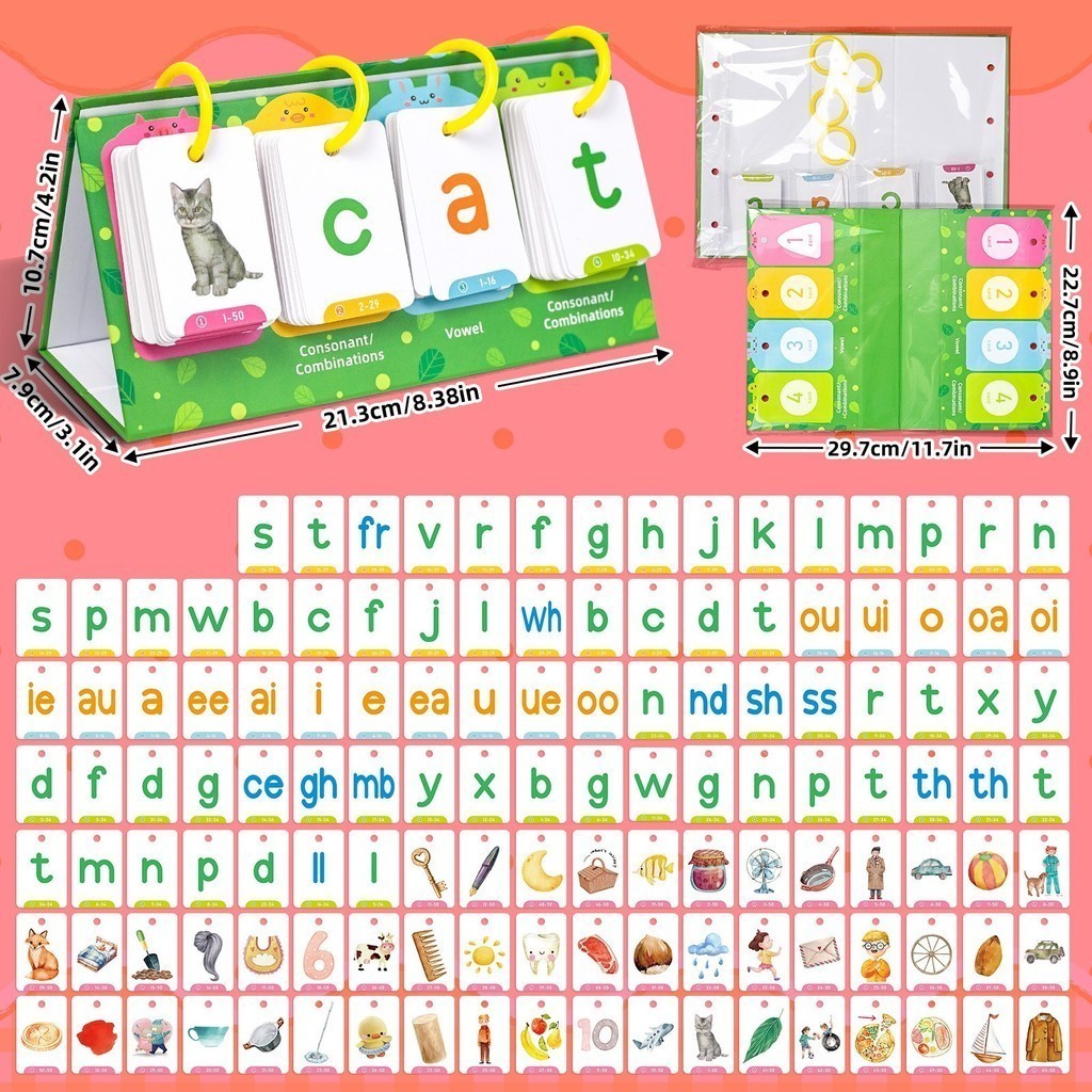 Children Learning Vowel Combinations Phonics Flashcards Homeschool ...