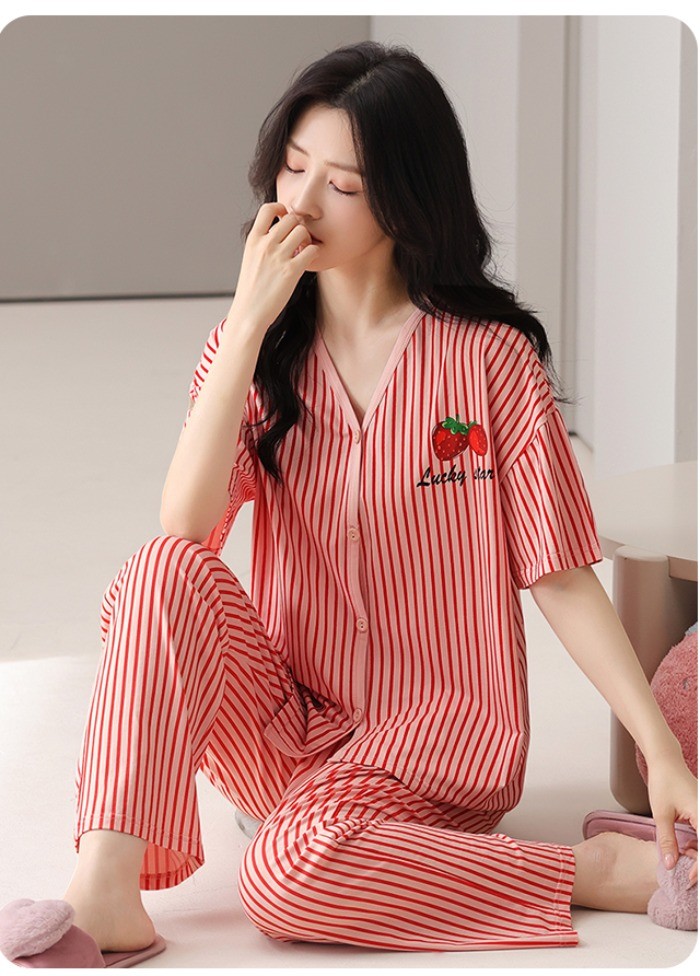 M-3XL Padded Pyjamas Women Modal Cotton Pajamas Set Summer Lady Short ...